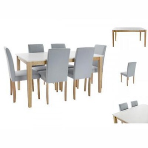 Tisch-set Mit 6 Stühlen Dkd Home Decor Polyester Eg Lackierung 150 X 90 X 74 Cm