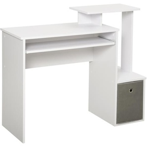 HOMCOM Computertisch, Schreibtisch, Bürotisch, Gamingtisch, PC-Tisch mit Tastaturablage, Schublade, E1 Spanplatte, Weiß, 100 x 40 x 86,6 cm