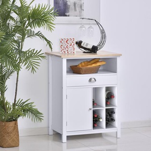 HOMCOM® Küchenschrank Beistellschrank Kommode Sideboard mit Schublade und Weinregal Weiß
