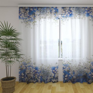 Gardinen & Vorhänge aus Chiffon transparent. Fotogardinen 3D Blue Hydrangeas