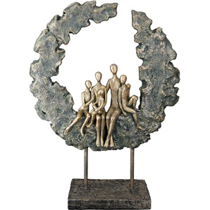 Dekofigur GILDE Skulptur Familie Dekofiguren Gr. B/H/T: 14 cm x 32,5 cm x 8 cm, grün (goldfarben, grün) Figuren Skulpturen