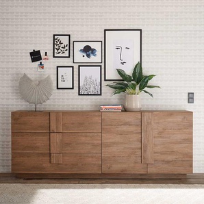 Braunes Esszimmersideboard mit sechs Schubladen 2 Drehtüren