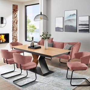 K+W Komfort & Wohnen Essgruppe »Mikkado Tube«, (6-tlg), 4 Freischwinger und ein Funktionsesstisch