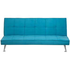 Sofa Blau Polsterbezug 3-Sitzer Schlaffunktion Minimalistisch Wohnzimmer