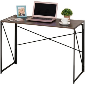 HOMCOM Computertisch, Schreibtisch, PC Tisch, Bürotisch,Industrie-Design, Spanplatte, Stahl, Braun 100 x 50 x 72,5 cm