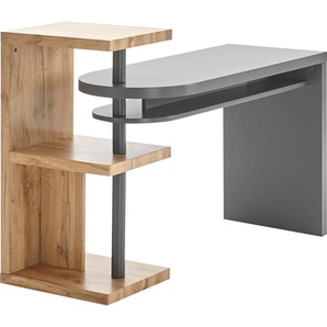 MCA furniture Schreibtisch Moura, mit Regalelment weiß hochglanz, Tischplatte schwenkbar, Breite 145 cm B/H/T: x 94 50 grau Schreibtische Bürotische und Büromöbel