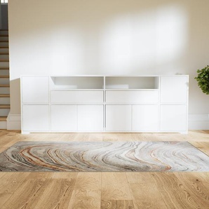 Sideboard Weiß - Sideboard: Schubladen in Weiß & Türen in Weiß - Hochwertige Materialien - 228 x 81 x 34 cm, konfigurierbar