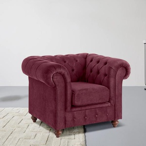 Sessel HOME AFFAIRE Chesterfield Gr. Luxus-Microfaser weich, B/H/T: 105 cm x 74 cm x 89 cm, rot (weinrot) Chesterfield Sessel Ledersessel mit Knopfheftung, auch in Leder
