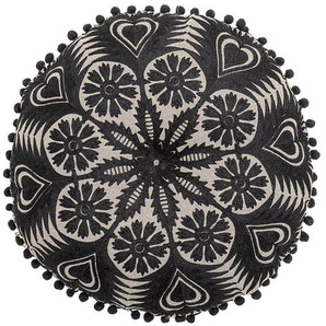 Tolles Dekokissen im Ethnolook, schwarz, 36 cm Durchmesser, aus Baumwolle, von Bloomingville