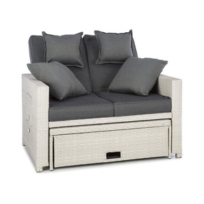 Komfortzone Rattan-Lounge-Sofa Zweisitzer Polyrattan Klapptische