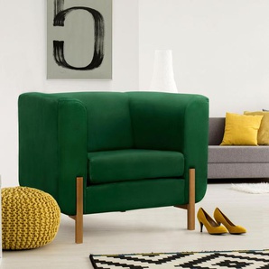 Sessel INOSIGN Gr. Samtoptik, Füße Buche natur, B/H/T: 101 cm x 76 cm x 88 cm, grün Einzelsessel Sessel