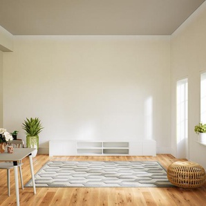 Lowboard Weiß - Designer-TV-Board: Türen in Weiß - Hochwertige Materialien - 300 x 42 x 34 cm, Komplett anpassbar