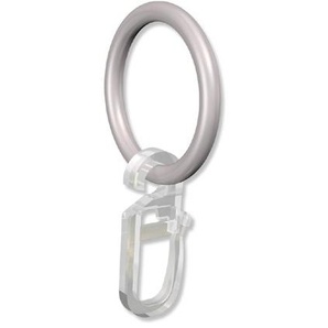 Gardinenstangen Ringe mit Faltenhaken, Gardinenringe in Silbergrau (Kunststoff) für 16 mm Ø (10 Stück)