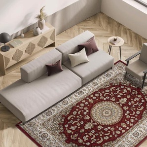Teppich MERINOS Dubai 56253 Teppiche Gr. B/L: 200 cm x 290 cm, 10 mm, 1 St., rot Esszimmerteppiche pflegeleicht, Kurzflor, orientalisch, elegant, Polyester, glänzend
