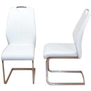 Küchenstuhl Set in Weiß Kunstleder Stahl (2er Set)