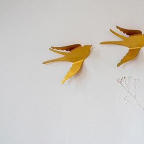 Wanddekoration, Bibi, 2 Vögel, 26 x 18 cm, aus Metall, in gold, von KidsDepot
