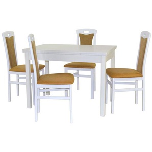 Tischgruppe 4562-4581, 5-teilig, Weiß / Gelb, Bestehend Aus 1 Tisch Und 4 Stühle