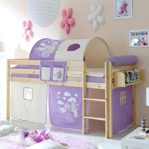 Kinderhochbett aus Kiefer Massivholz Prinzessin Design