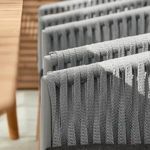 Dining-Sessel mit Textilgeflecht - grau - Akazie -