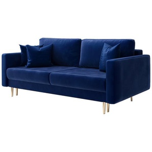 VALICO - Sofa in Blau Velvet, ausziehbar, fur 3 Personen, 230 cm