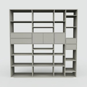 Regalsystem Grau - Regalsystem: Schubladen in Grau & Türen in Grau - Hochwertige Materialien - 228 x 234 x 47 cm, konfigurierbar