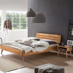 Wildbuche natur geölt Bett in modernem Design 140x200 cm