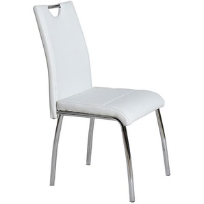 Stühle in Weiß Kunstleder verchromtem Metallgestell (4er Set)