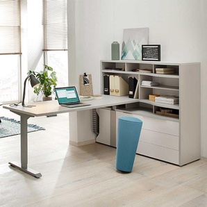 Bürokombination in Weiß und Grau höhenverstellbaren Schreibtisch (zweiteilig)