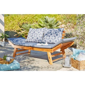 Ambia Garden Gartenbank , Grau, Akazie , Holz, Textil , Akazie , massiv , 2-Sitzer , Füllung: Schaumstoff , 190x75x67 cm , mit Rückenlehne , Holzmöbel, Sitzgelegenheiten Holz, Gartenbänke Holz