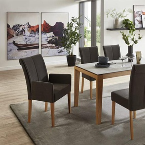 Stuhlgruppe 3102/3009 in Zement-Design, inklusive Gestellauszug