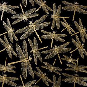 Acrylglasbild LEONIQUE Libellen Bilder Gr. B/H/T: 100 cm x 100 cm x 2,4 cm, Acrylglasbild, goldfarben (schwarz goldfarben) Bilder