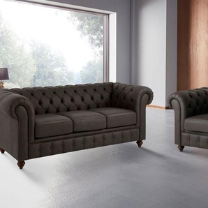 Home affaire Sitzgruppe Chesterfield, (2-tlg), Bestehend aus 2- und 3-Sitzer