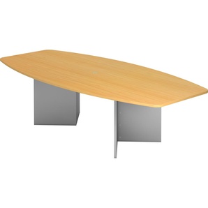 bümö® Konferenztisch KT28-Serie für 10 Personen, Tischplatte 280 x 130 cm in Buche, Gestell mit Holzuntergestell