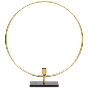 Kerzenständer Gold Metall für 1 Kerze Kreis rund moderner Look Dekoartikel Dekoration Wohnzimmer Salon Innenbereich