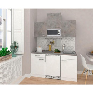 Respekta Miniküche Singleküchen , Grau, Weiß , Kunststoff , 1,1 Schubladen , 150x200x60 cm , links aufbaubar, rechts aufbaubar , Küchen, Miniküchen