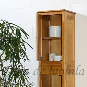 Massivholz Hoch-schrank 43x166x37cm Honigfarben Bad-regal Holz Badezimmerschrank