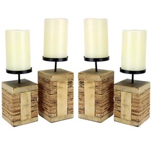 4-tlg. Kerzenhalter-Set aus Holz