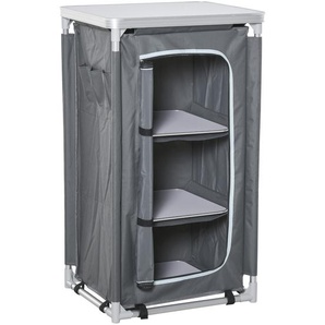 Outsunny Campingschrank faltbar Küchenbox tragbar mit Arbeitsplatte Tragetasche 3 Ablagen 600D Oxford Stoff Grau 60 x 50 x 104,5 cm