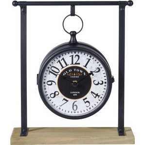 Hängende Uhr mit Konstruktion aus Metall und Holz, 32 cm