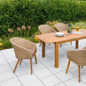 MERXX Garten-Essgruppe »Arrone«, (7-tlg), 6 Stühle und Tisch, mit Sitzpolstern