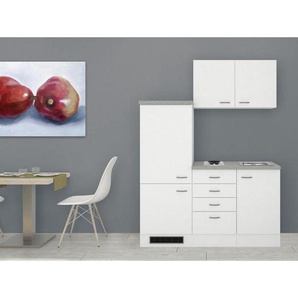 Mid.you Miniküche , Grau, Weiß , Metall , 4,1 Schubladen , seitenverkehrt montierbar , 160 cm , links aufbaubar, rechts aufbaubar , Küchen, Miniküchen