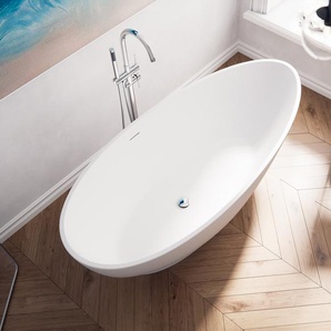 Freistehende Badewanne Iconic 190 Solid Stone Weiß matt