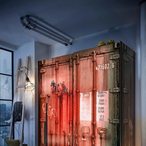 Begabino Schwebetürenschrank, in Container-Optik B/H/T: 170 cm x 195,5 60 cm, 2 rot Schwebetürenschrank Schwebetürenschränke Kleiderschränke Schränke