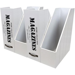 Wohaga 4er Set Stehsammler Magazines mit Griff 24,5x30x10cm Weiß