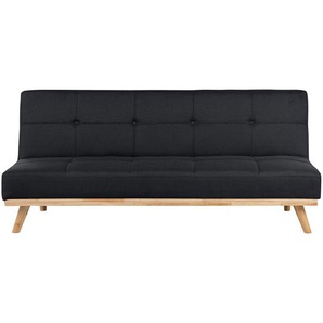 Sofa Schwarz Polsterbezug 3-Sitzer Schlaffunktion Minimalistisch Wohnzimmer