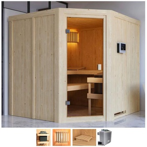 WELLTIME Sauna Käthe Saunen 9-kW-Ofen mit ext. Steuerung beige (naturbelassen) Saunen