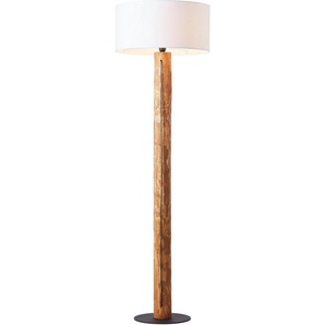 Brilliant Leuchten Stehlampe Jimena, ohne Leuchtmittel, Stoffschirm, H 164 cm, Ø 50 cm, E27, Holz/Textil, kiefer gebeizt/weiß