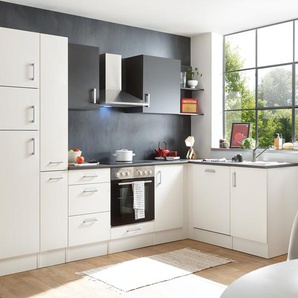 Küche Eck CORNER Einbaueckküche Komplettküche mit E-Geräten 310cm weiß