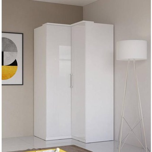Schlafzimmer Eckkleiderschrank weiß OLMO-83 mit Fronten in Hochglanz weiß, B/H/T: ca. 109/217/63 cm