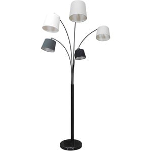 Stehlampe SALESFEVER Maxim Lampen Gr. 5 flammig, Höhe: 213 cm, grau (hellgrau, dunkelgrau, weiß, schwarz) Standleuchte Stehlampe Stehleuchten Lampen Lampenschirme und Arme beweglich
